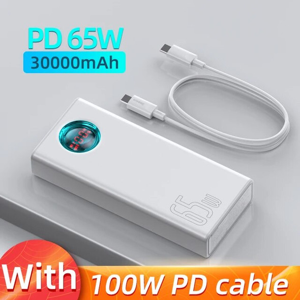 Baseus PD 65W Power Bank 30000mAh Fast Charging External Battery Portable Charger PowerBank For MacBook Pro Laptop iPhone Xiaomi