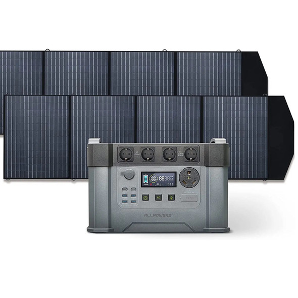 ALLPOWERS Sustainable Clean Energy, Portable Generator 2400W Powerstation, 1500Wh Backup Battery With 200W / 400W Solarpanel