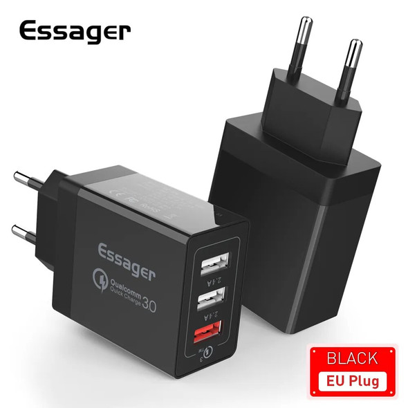 Essager 3 Port USB Charger Quick Charge 3.0 30W Portable Wall Charger Fast Charging For Samsung Xiaomi Phone Charger Adapter