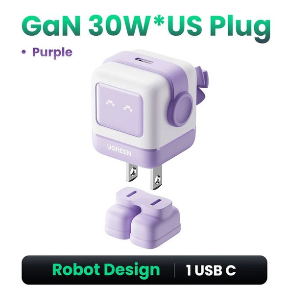 New！UGREEN 65W GaN Charger Robot Design PD Fast Charger PPS PD3.0 for iPhone 15 14 13 Fast Charge for Xiaomi Laptop Macbook