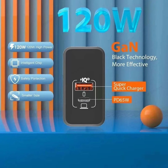 120W GaN Charger USB Type C Quick Charge 3.0 Fast Charging Adapter For iPhone15 Samsung Xiaomi iPad Tablet Mobile Phone Charger