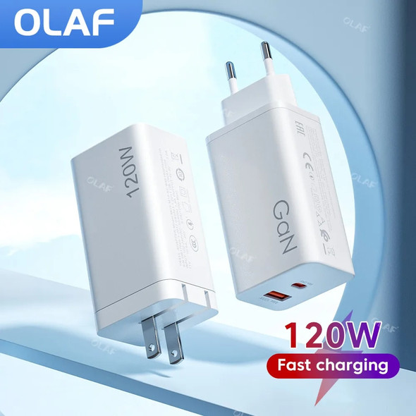 Olaf 120W Gan USB C Charger Fast Charging Charger Type C PD Mobile Phone Charger Adapter for iPhone 13 12 Samsung Xiaomi Huawei