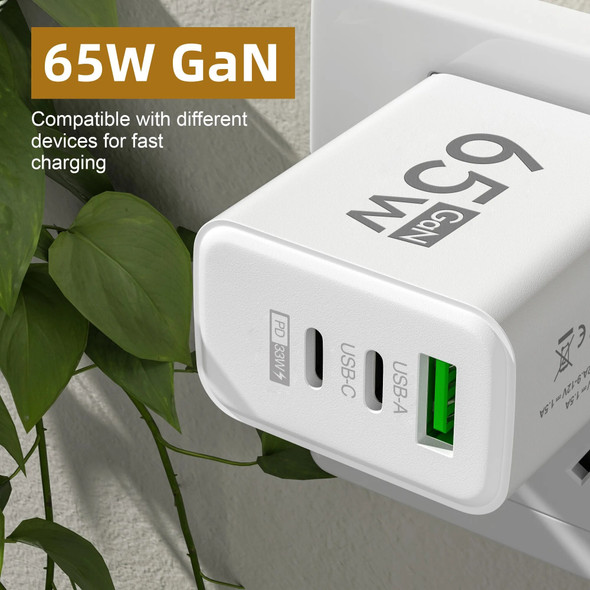GaN Charger 65W USB C Charger Fast Charging For IPhone 14 15 Pro Max Mobile Phone Charger For Samsung Huawei Xiaomi Quick Charge