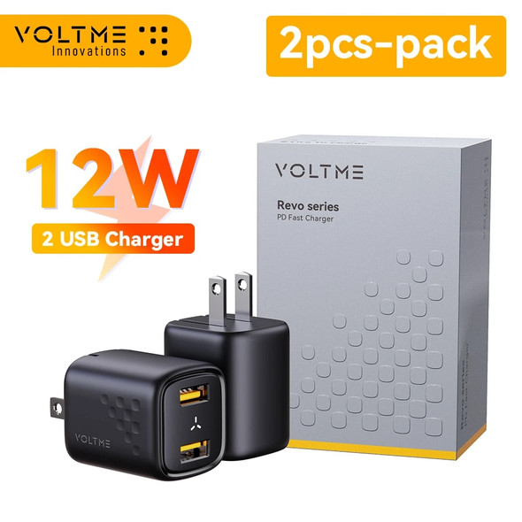 VOLTME 12W Dual USB Charger Fast Charge For iPhone 13 12 Pro Max Portable Mobile Phone Travel Charger Mini Wall Adapter Charger