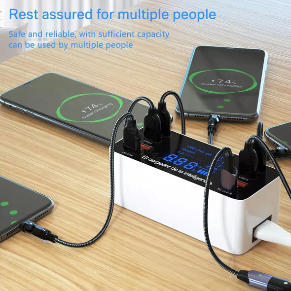 8 Ports USB Charger QC3.0 Quick Charge Phone Charger Adapter Type C 20W PD Fast Charger For iPhone 13 12 Samsung Xiaomi Huawei