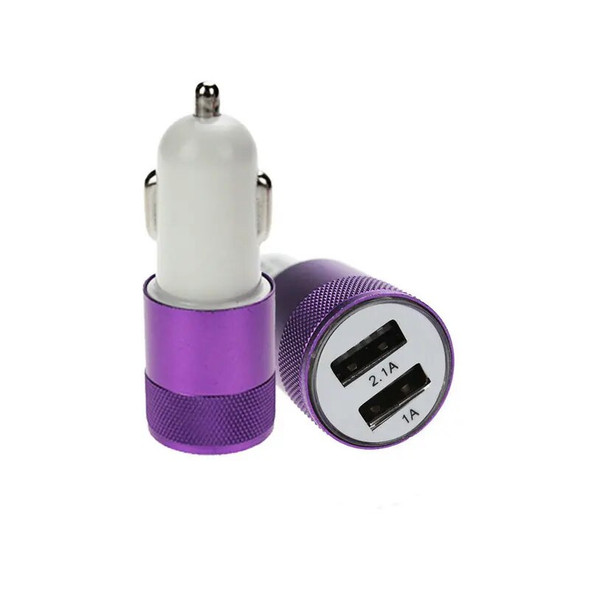 Aluminium 2 USB Car Charger for iphone 13 14 11 12 5.8 6.1 6.5 6.7 Pro Max Samsung HuaWei Mobile Phone 1000 pcs