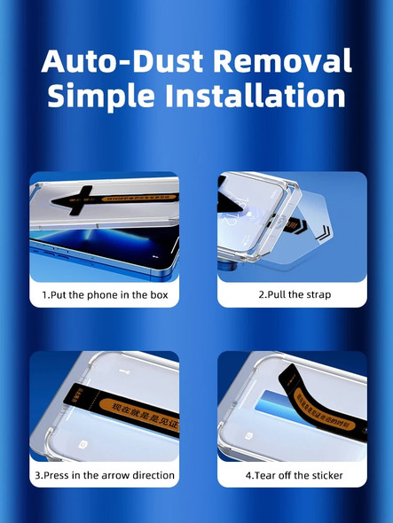 Premium Screen Protector for iPhone 15 14 13 12 11 Pro plus Max Tempered Glass Full Coverage Easy Install Auto-Dust Removal Kit