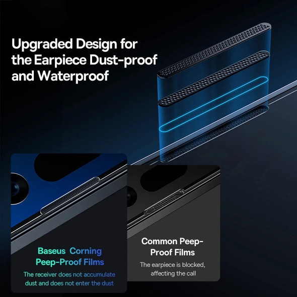 Baseus 0.4mm Corning Tempered Glass for iPhone 15 14 13 12 Pro Max Screen Protector for iPhone XR X XS Max Easiest Installation