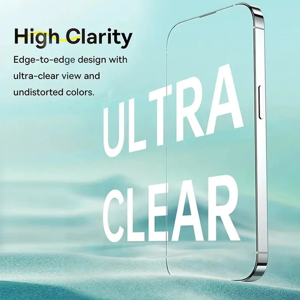 Baseus 0.3mm Crystal HD Tempered Glass for iPhone 15 14 13 12 Pro Max Screen Protector With Cleaning Kit Anti Peeping Dust-proof