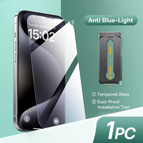 Baseus Tempered Glass for iPhone 15 14 13 12 11 Pro Max Plus Screen Protector for iPhone XR XS Max Dust Proof 9H Protective Film