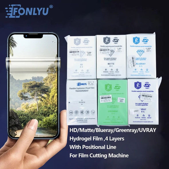 FONLYU 50PCS TPU Flexible Hydrogel Film Universal Flat Curved Screen Protector Film Cut Machine Mobile Phone Screen Protective