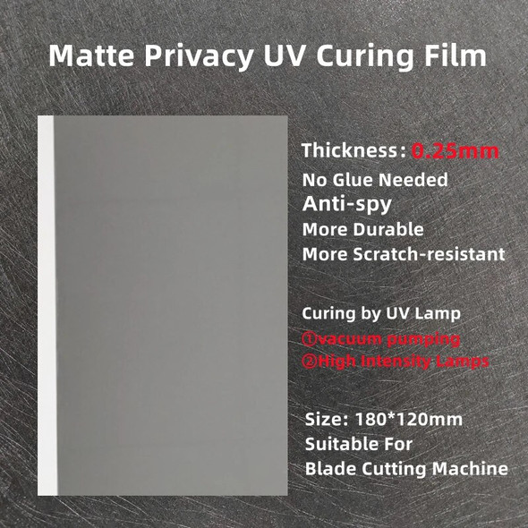20pcs Matte Privacy UV Curable Film For Mobile Phone Screen Protector For Blade Cutting Machine Anti-Peep Frosted Privacy