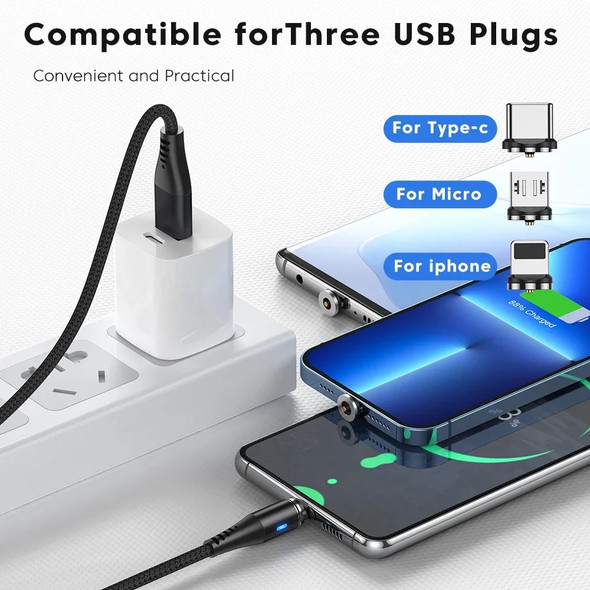 AUFU Magnetic Charging Cable Micro USB Type C Cable For iPhone Samsung Xiaomi Magnet Charge Mobile Phone USB Cord Wire Cable