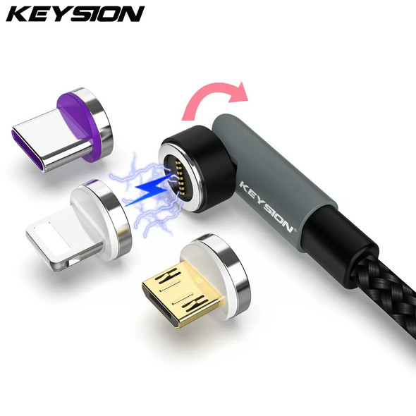 KEYSION 5A Magnetic USB Cable Rotatable Gaming Cable Fast Charging Type C Cable Magnet Charger Data Micro USB Mobile Phone Cable