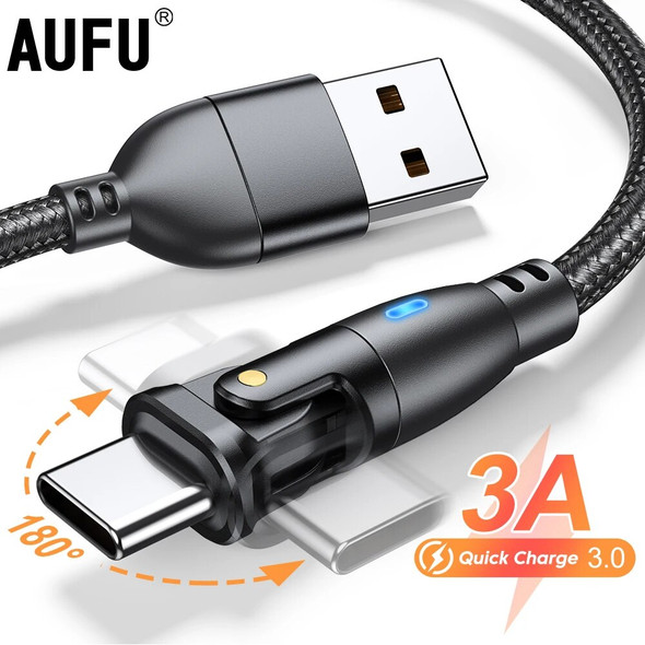 AUFU USB C Cable Type C Cable Fast Charging Wire for Xiaomi 11T Pro Samsung S21 3A QC3.0 Data Cord USB-C Charger Mobile Phone