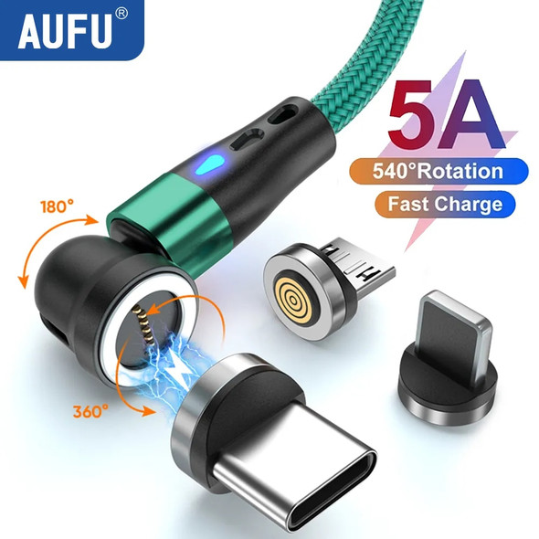 AUFU 5A Magnetic Fast Charging Cable 540 Rotate Magnetic Micro USB Type C Cable For iPhone 14 Samsung Xiaomi Mobile Phone Cable AUFU 5A Magnetic Fast Charging Cable 540 Rotate Magnetic Micro USB Type C Cable For iPhone 14 Samsung Xiaomi Mobile Phone Cable