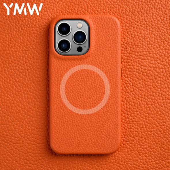 YMW Magnetic Premium Genuine Leather Case for iPhone 13 Pro Max mini Luxury Business High-end Cowhide Phone Cases Back Cover