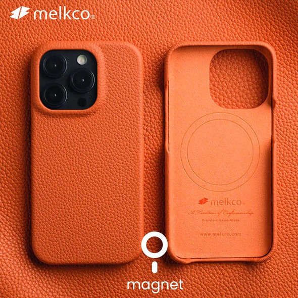 Melkco Premium Genuine Leather Case for iPhone 15 14 Pro Max Plus Magnetic Luxury Fashion Business Natural Cowhide Phone Cover