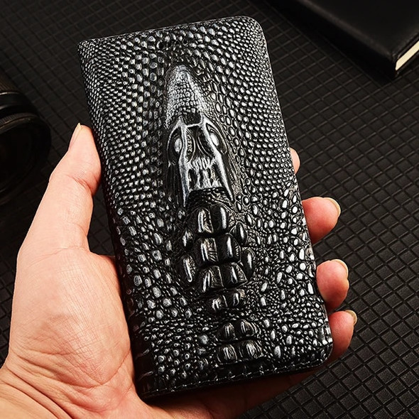 Retro 3D Crocodile Head Genuine Leather Case For Oneplus 3 3T 5 5T 6 6T 7 7T 8 8T 9 9R 10 10T 11 11R 12 Pro Phone Cover Cases