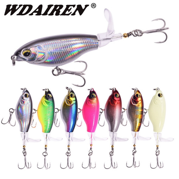 1PCS Topwater Fishing Lure 7.5cm 6.5g Whopper Popper Wobbler Artificial Hard Bait Bass Plopper Soft Rotating Tail Fishing Tackle