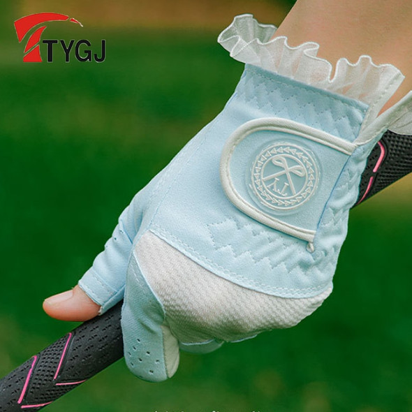 TTYGJ 1 Pair Ladies Sunscreen Ruffle Golf Gloves Women Left and Right