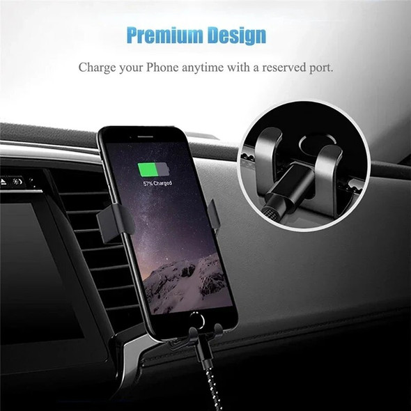 Gravity Car Holder Auto Air Vent Mount Clip for IPhone 15 Xiaomi Samsung Bracket Cell Holder No Magnetic GPS Mobile Phone Stand