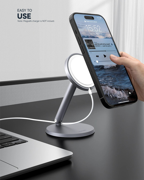 LULULOOK Phone Stand For MagSafe Charger Adjustable Aluminum Charging Holder For Apple iPhone 15 13 14 Pro 12 Pro, Mini, Pro Max