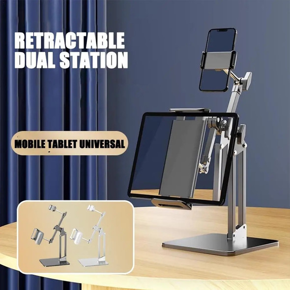 Double Support Clip Tablet Stand Phone Holder For iPad Sansung Lenovo Phone Tablet Bracket For 4.9" to 12.9" Stand