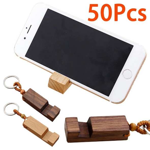 50Pcs Wood Phone Holde Lightweight Slim Design Wooden Mobile Phone Stand Holder Stand Pendant Keychain 50Pcs Wood Phone Holde Lightweight Slim Design Wooden Mobile Phone Stand Holder Stand Pendant Keychain