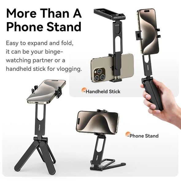 Ulanzi MA26 Mobile Phone Holder Stand Aluminium Universal Super Mini Portable With Dual Cold Shoe For iPhone 15 8 Samsung Xiaomi
