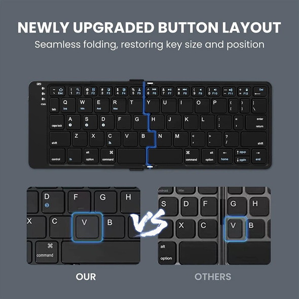 BOW Foldable Bluetooth Mobile Phone KeyboardWireless Keyboard Rechargeable Ultra Slim Keyboard for IOS Android Smartphone