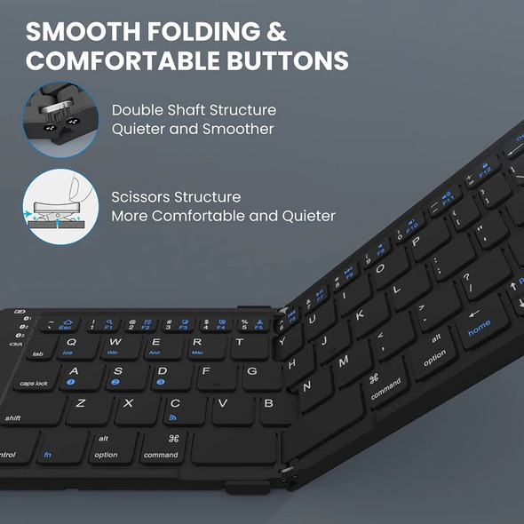 BOW Foldable Bluetooth Mobile Phone KeyboardWireless Keyboard Rechargeable Ultra Slim Keyboard for IOS Android Smartphone