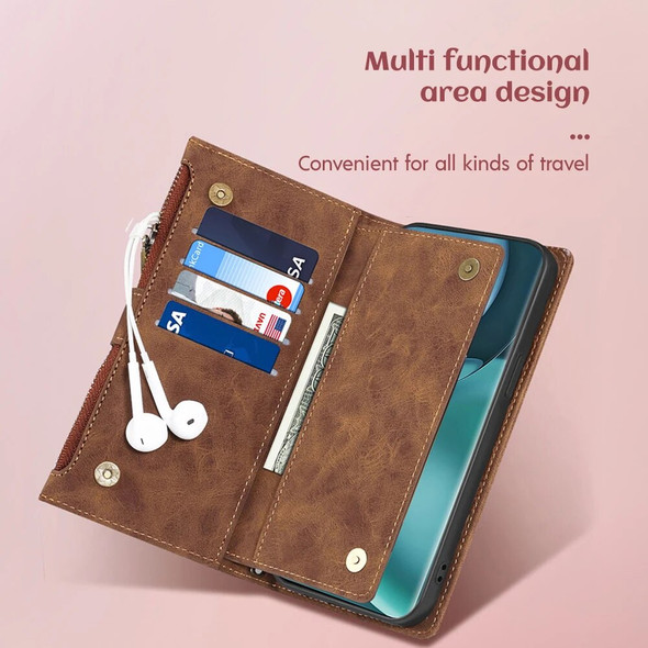 Wallet Flip Leather Case For Huawei Honor Magic 5 Pro Mobile Phone Case For Rope Luxury Zipper Cover Smartphone Android Fundas