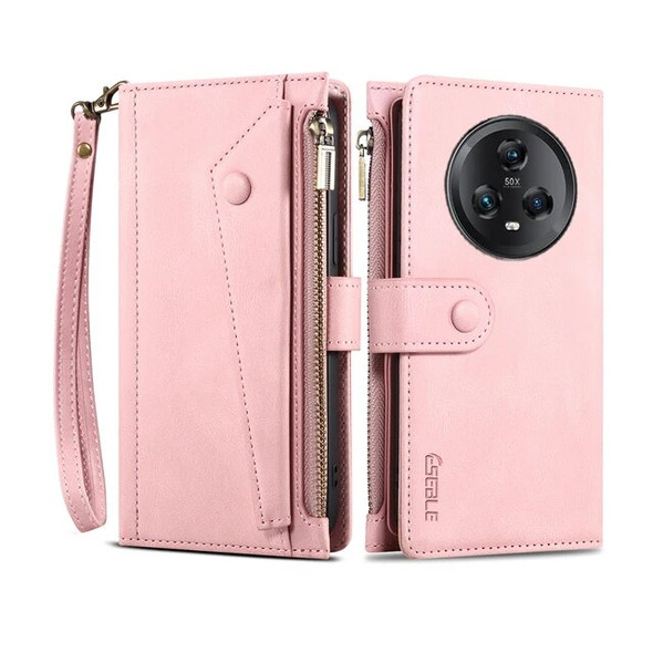 Wallet Flip Leather Case For Huawei Honor Magic 5 Pro Mobile Phone Case For Rope Luxury Zipper Cover Smartphone Android Fundas