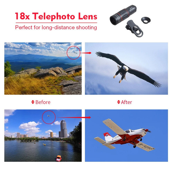 APEXEL phone camera lens 18X Telescope Telephoto lens 18x25 Monocular for iPhone Samsung android ios smartphones