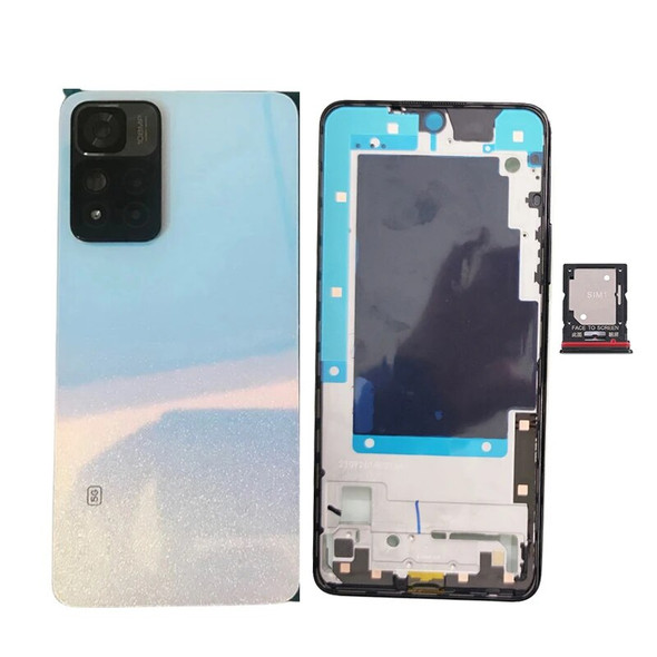 Original For Xiaomi Redmi 11 Pro Plus 5G Back Chassis Case + LCD Frame Housing With Camera Lens + Sim Card Tray Smartphone Parts