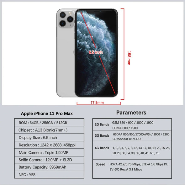 Original iPhone 11 Pro Max 64GB 256GB ROM Genuine Super Retina XDR OLED Face ID IOS NFC Unlocked 11promax LTE