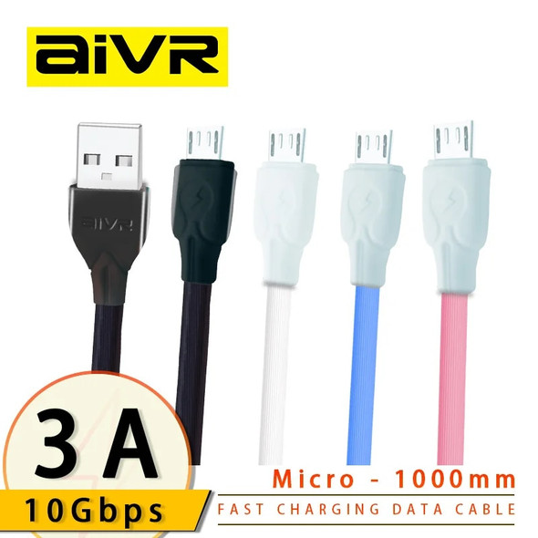 AIVR 3A Micro USB Cable Fast Charging for Samsung Xiaomi Huawei Realme OPPO Android Mobile Phone USB Data Wire Cord 1M