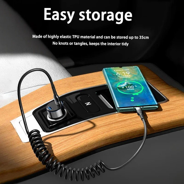 66W 5A USB Type C Data Cable Spring Pull Telescopic For Xiaomi Redmi Samsung Android Phone Charge Car USB Cable 66W 5A USB Type C Data Cable Spring Pull Telescopic For Xiaomi Redmi Samsung Android Phone Charge Car USB Cable