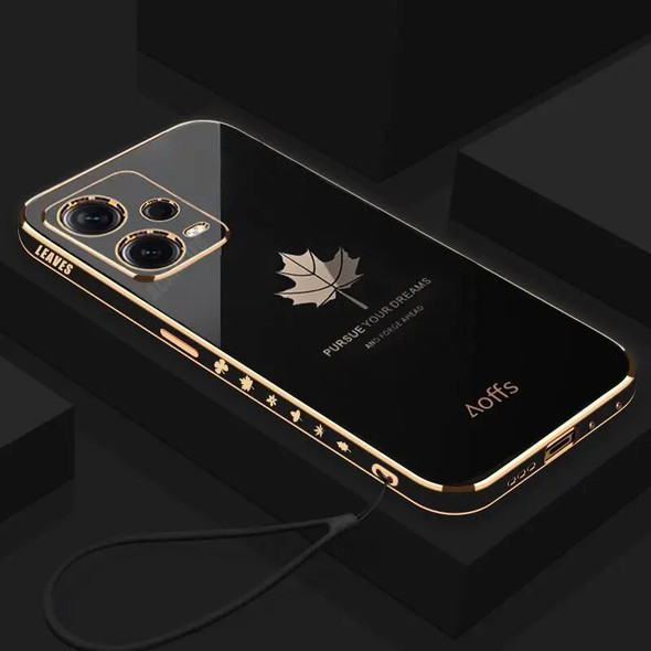 Note12 Luxury Maple Leaf Lanyard Case On For Xiaomi Redmi Note 12 Pro Plus 5g 11 12pro 12s 4g Plating Silicone Cover 12c Redmi12