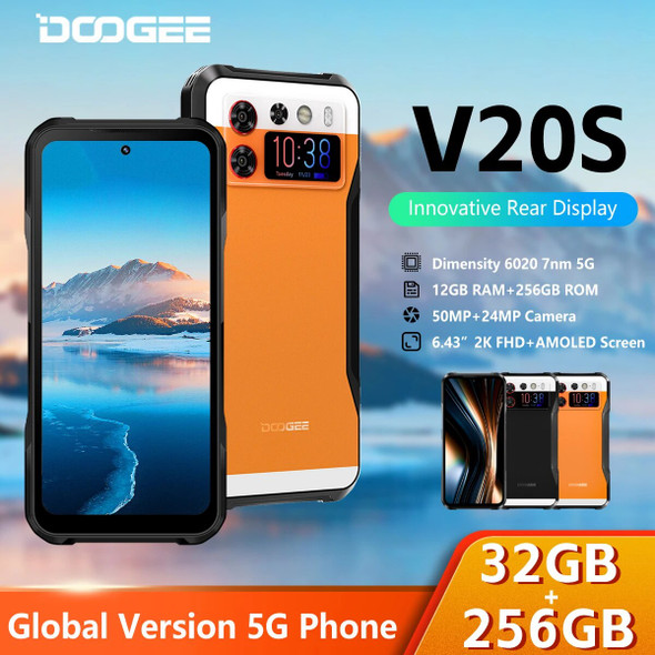 [World Premiere] DOOGEE V20S 5G Rugged Smartphone Dimensity 6020 Octa Core 6.43” AMOLED Dual Display 12GB+256GB 50MP AI Camera