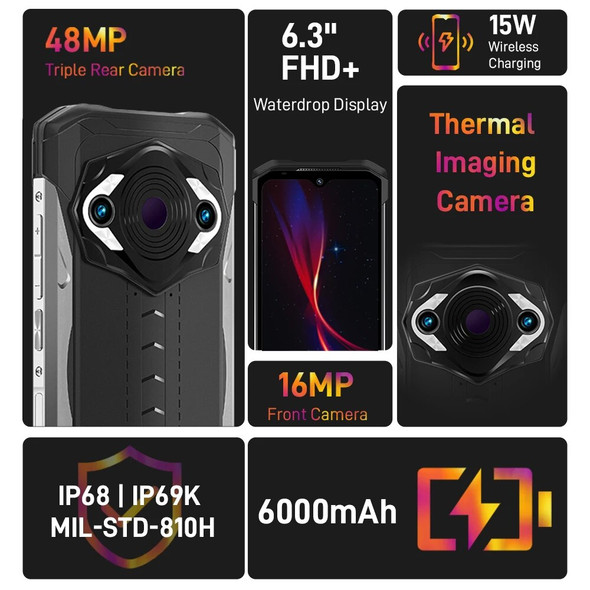 DOOGEE S98 Pro Thermal Imaging Smartphone 6.3 Inch 6000mAh 33W Cellphone 20MP Night Vision Helio G96 8GB 256GB Mobile Phone