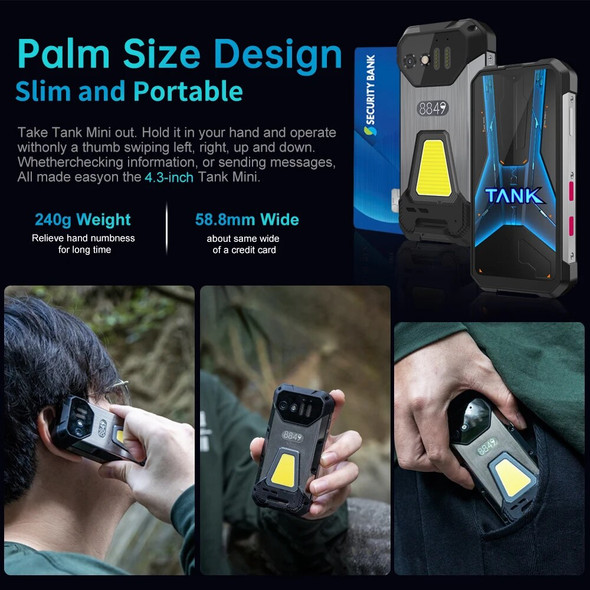 8849 Tank Mini Rugged Machine 4.3" Display Android 13, Helio G99 Octa Core, 24GB 256GB, 100MP Cameras, 5800mAh,IP68
