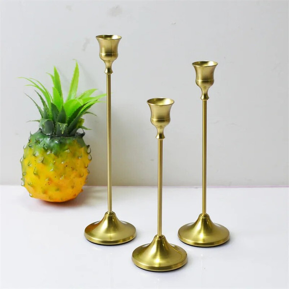 3Pcs/Set European style Metal Candle Holders Simple Golden Wedding Decoration Bar Party Living Room Decor Home Decor Candlestick