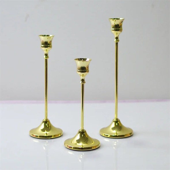 3Pcs/Set European style Metal Candle Holders Simple Golden Wedding Decoration Bar Party Living Room Decor Home Decor Candlestick