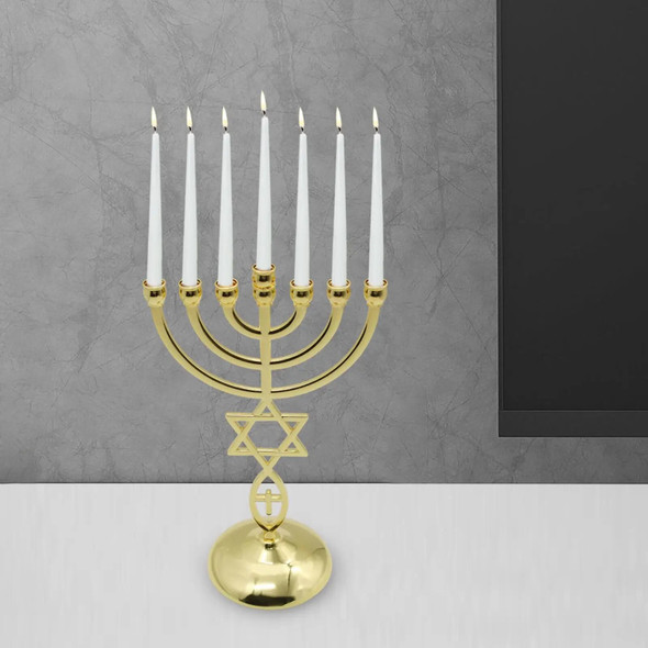 Jewish Candlestick Metal Candle Holder 7 Branch Antique Designed Height 21cm Traditional Candle Holder Shelf Cabinet Decor