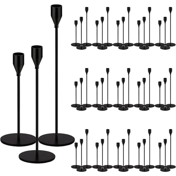 48 Pack Candle Holders Taper Candle Holders Tall Metal Candle Stands Holders for Table Centerpiece Modern Decor, Matte Black