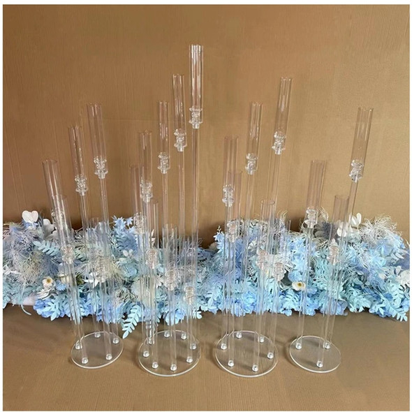 Acrylic Candelabra All Clear Candle Holders Wedding Candlesticks Table Centerpieces Flower Stand Holder Big Candelabrum IMI104