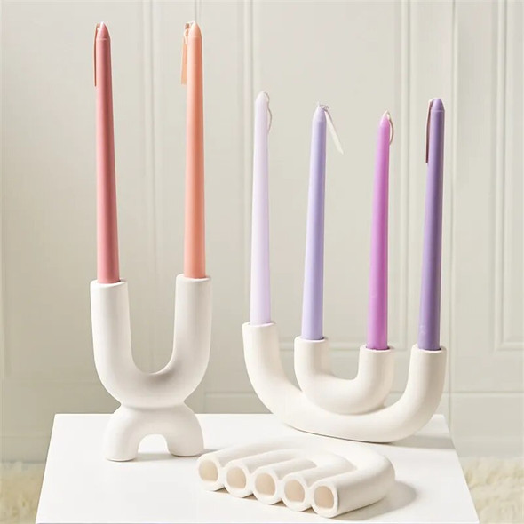 1PC Nordic Home Decor Ceramic Candelabra Candlestick Holder Ceramic Ornament Photography Home Decoration Candle Holder