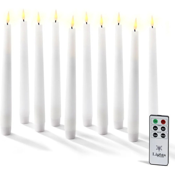 10 Pack Party Supplies LED Candlesticks for Wedding or Home Decor Candle Holder Glass Real Wax Candles and Owners Pedestal Vases